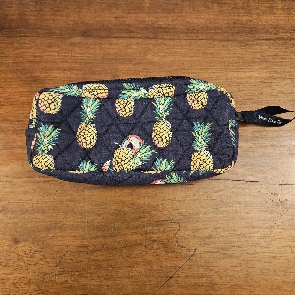 Vera‎ Bradley Toucan Party Make Up Brush & Pencil Case Zipper Plastic Lined